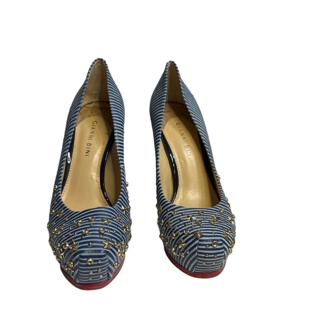 Gianni Bini Platform Heel Blue White Stars Size 8.5
